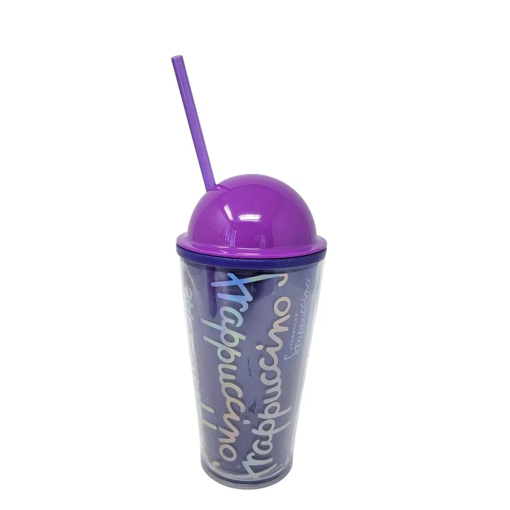 2 x Starbucks Frappuccino Set Purple Hot Pink Fuchsia  Holographic 16oz Tumblers